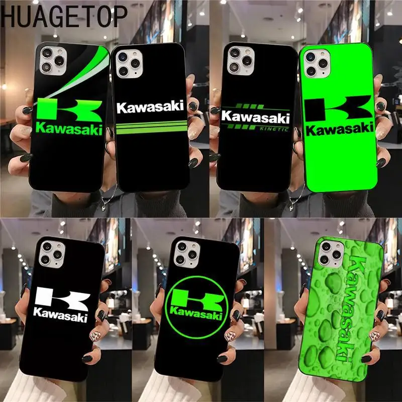 Фирменный силиконовый черный чехол для телефона Kawasaki Ninja moto iphone 12 pro max 11 XS MAX 8 7 6 6S