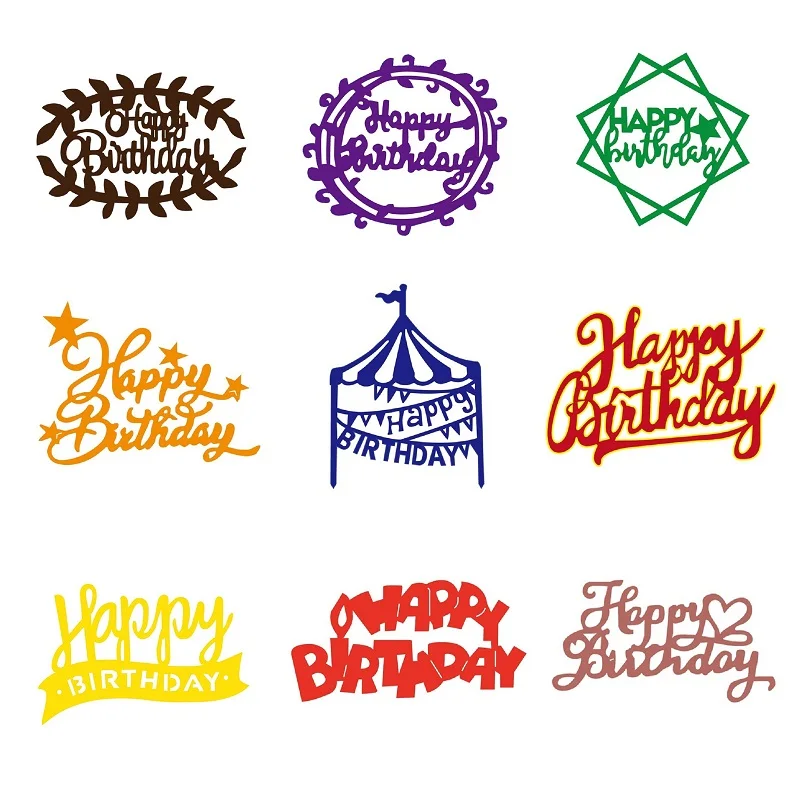 10 шт. с днем рождения слова металлические режущие штампы трафарет для DIY