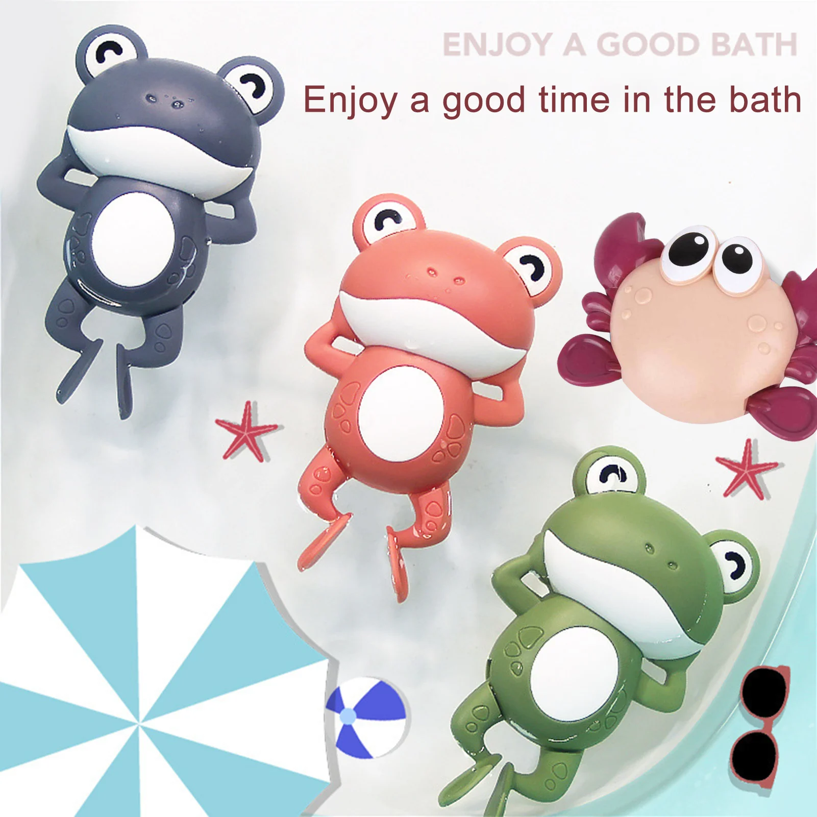 

New Baby Bath Toys For Kids Swimming Pool Water Game Clockwork Animals Crab Shapes Safe Cute Frog For Children Water Toys Gifts