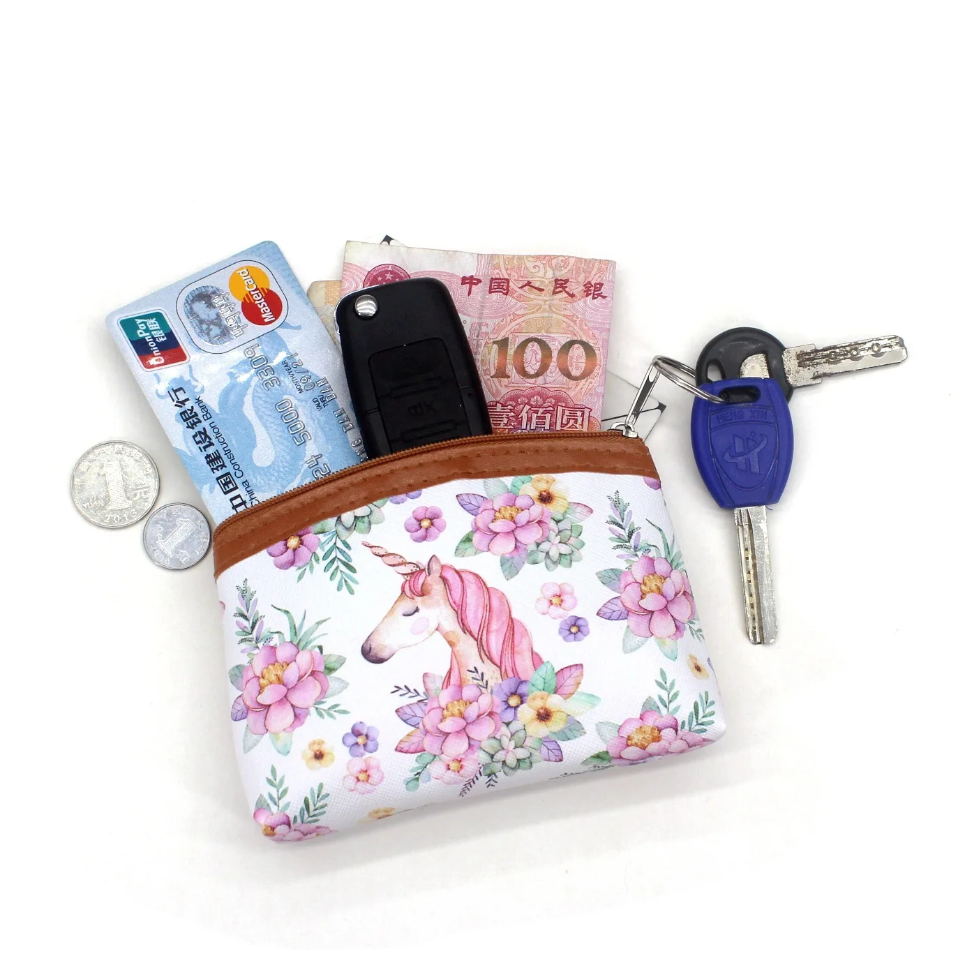 Кошельки для монет с единорогом Женский мультяшный мини-кошелек милый держатель
