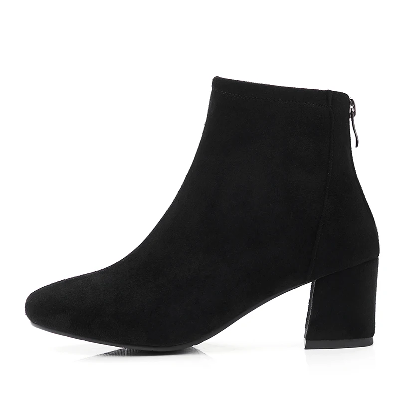 JK/ботильоны на высоком каблуке женские эластичные ботинки из флока женская обувь