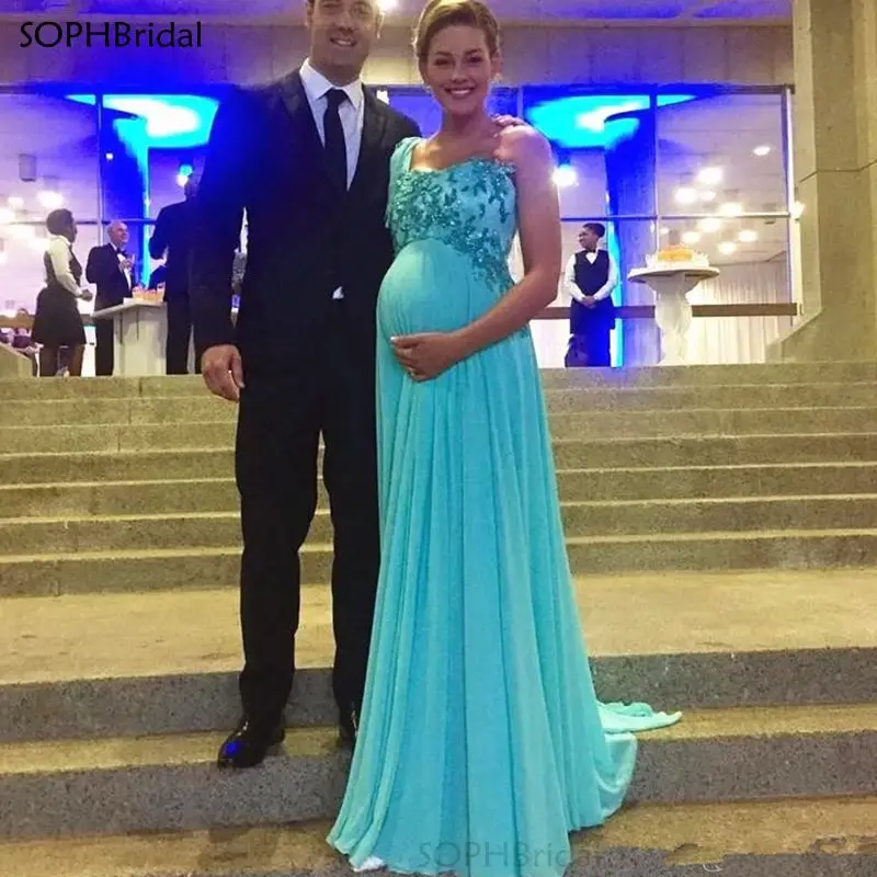 

Вечернее шифоновое платье на одно плечо, с блестящей аппликацией, для беременных