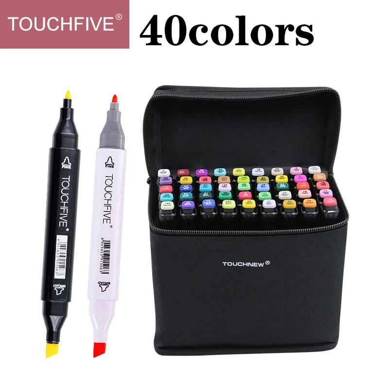 Набор фломастеров TouchFIVE 40 цветов с двойной головкой масляные спиртовой фломастер