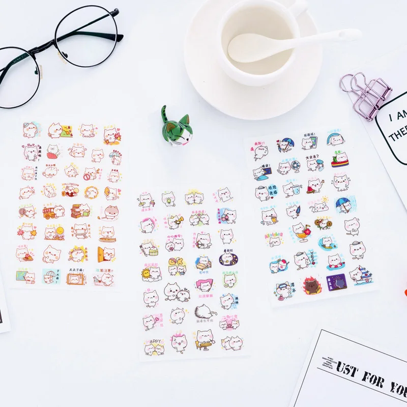Kawaii Cat милые наклейки из мультфильмов наклейки Канцелярские Декоративные наклейки для детей девочек DIY дневник в стиле Скрапбукинг
