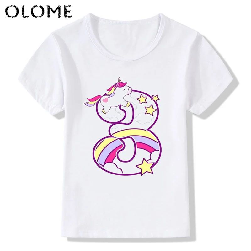 Малыш счастлив Стразы образуют цифру 1 ~ 9th в виде единорога из мультфильма Милая