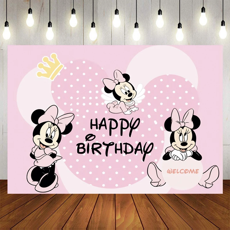 Fondo personalizado de fiesta para niños, de Disney Minnie, Mickey Mouse, decoración de cumpleaños, Photozone, pared