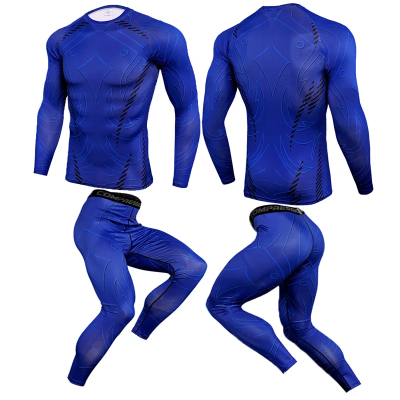 Мужская спортивная одежда Компрессионные спортивные костюмы Быстросохнущий