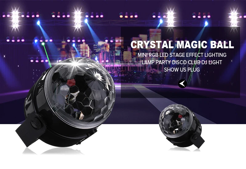 Мини RGB светодиодный хрустальный магический вращающийся шар светильник s звуковая активация диско светильник музыка рождество KTV вечерние EU/US/UK/AU 100-240V