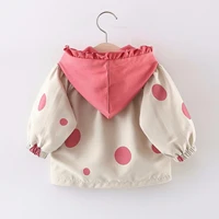 spring autumn baby girl hooded jacket childrens spring zipper coat tops new girls polka dot fashion jacket kids clothes