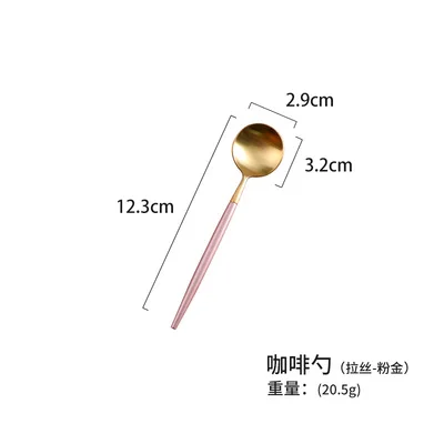 tea spoon Корейский королевский розовый Золотой набор столовых приборов столовый нож S poon набор вилок 18/8 нержавеющая сталь Западный золотой набор посуды 1 шт - Цвет: tea spoon