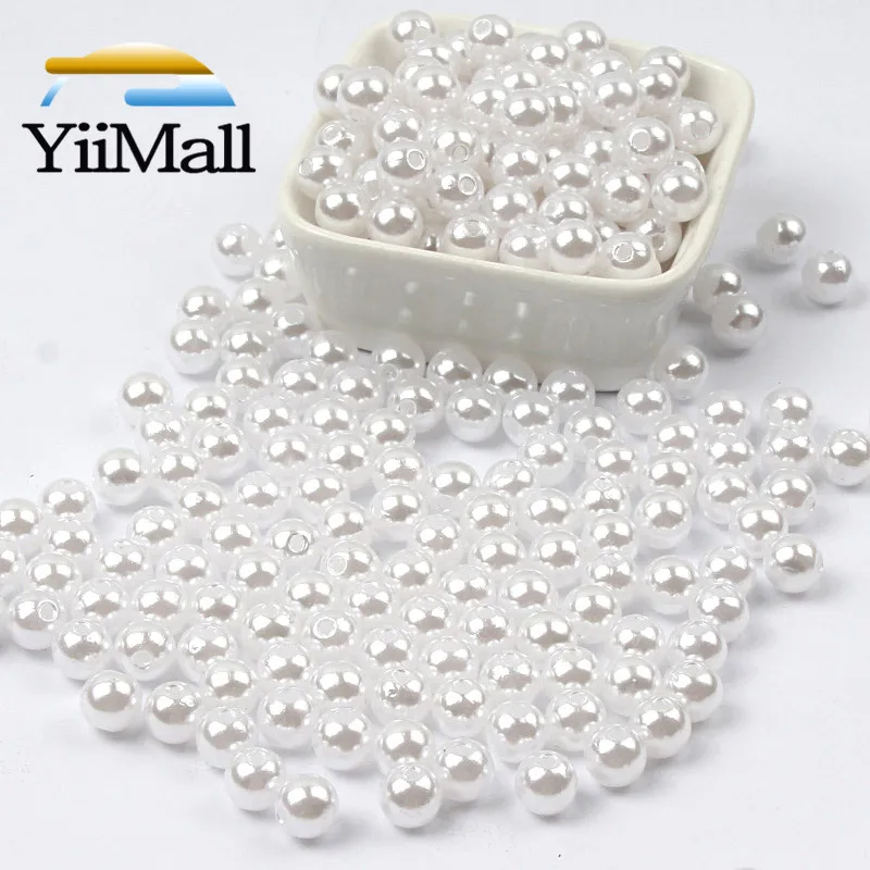 Белый круглый жемчуг бусины различных размеров Свободные Spacer Бусины для изготовления ювелирных изделий маркировки браслет Подвеска шармы конечные бусины в форме цветов