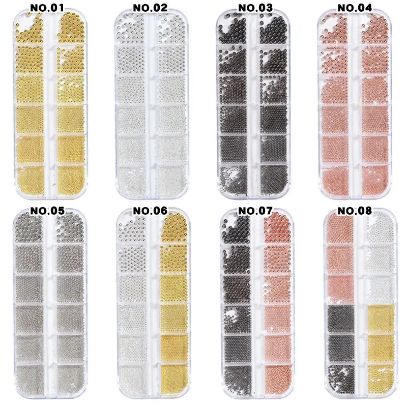 

3D Nails Art Decoration Mini Micro Ball Beads for Nail Studs Metal Round Ball Caviar for Nail Art DIY Decorations (8 Colors))
