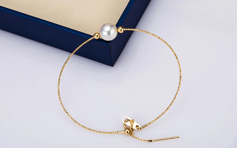 Sinya Au750 золотые браслеты с натуральным жемчугом и 18k золотыми бусинами можно регулировать длину носки можно DIY для женщин девушек и мам