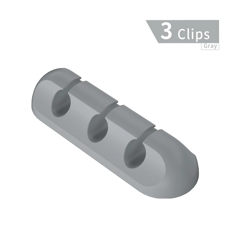 Кабельный органайзер силиконовый usb-кабель намотки гибкий кабель управления кабель с зажимами держатель для наушников наушники провод мыши шнуры - Цвет: 3 Clips Grey