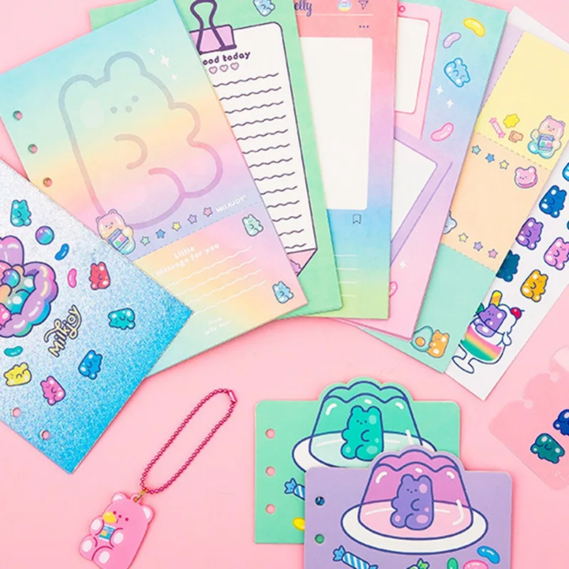 

Cute Candy Bear Soft Jell Notebook A6 Binder Journal Kawaii Notepad Diary Handbook Planner Organizer Stationery