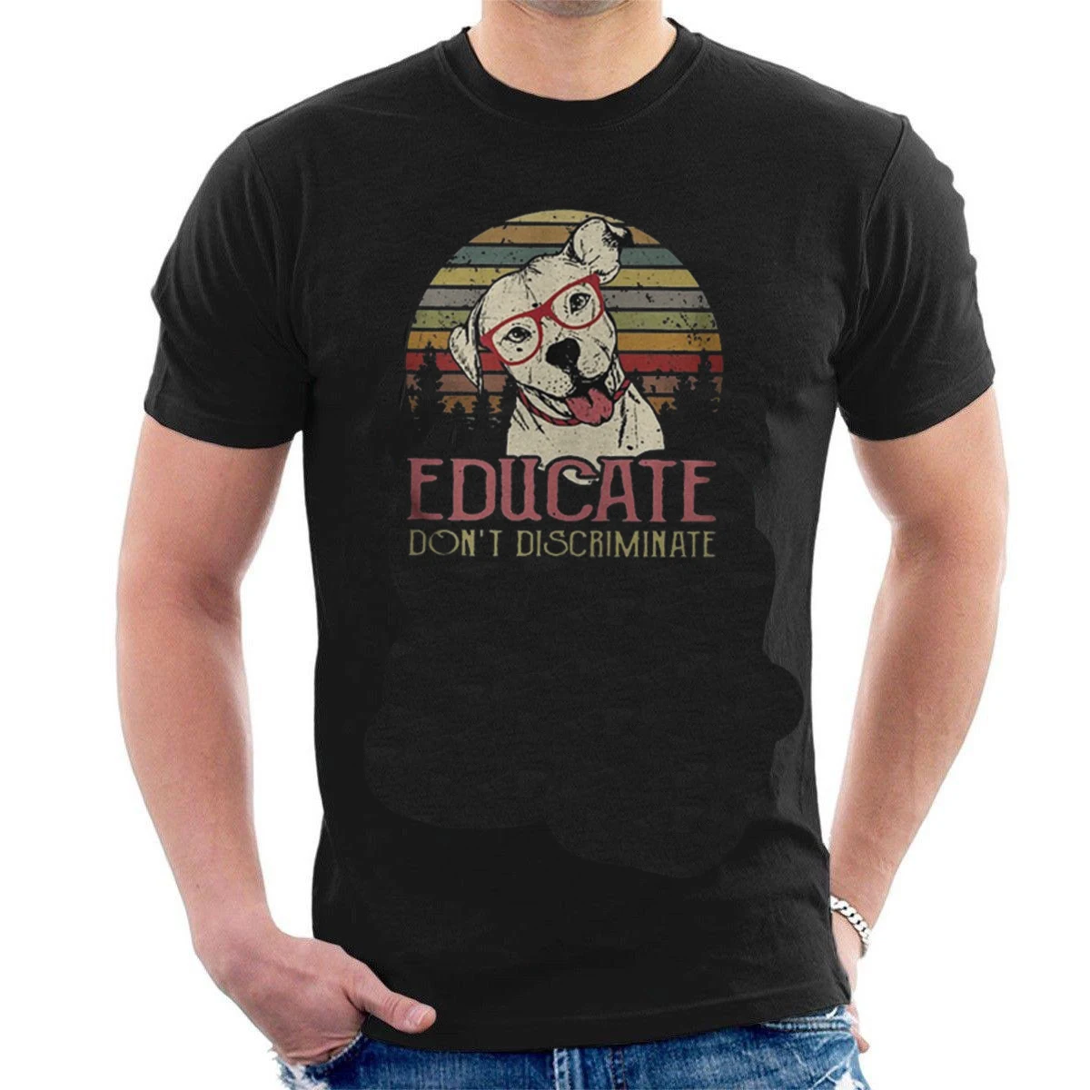 Винтажная Футболка eduate don't discrimation saking футболка мужская одежда подарок для папы