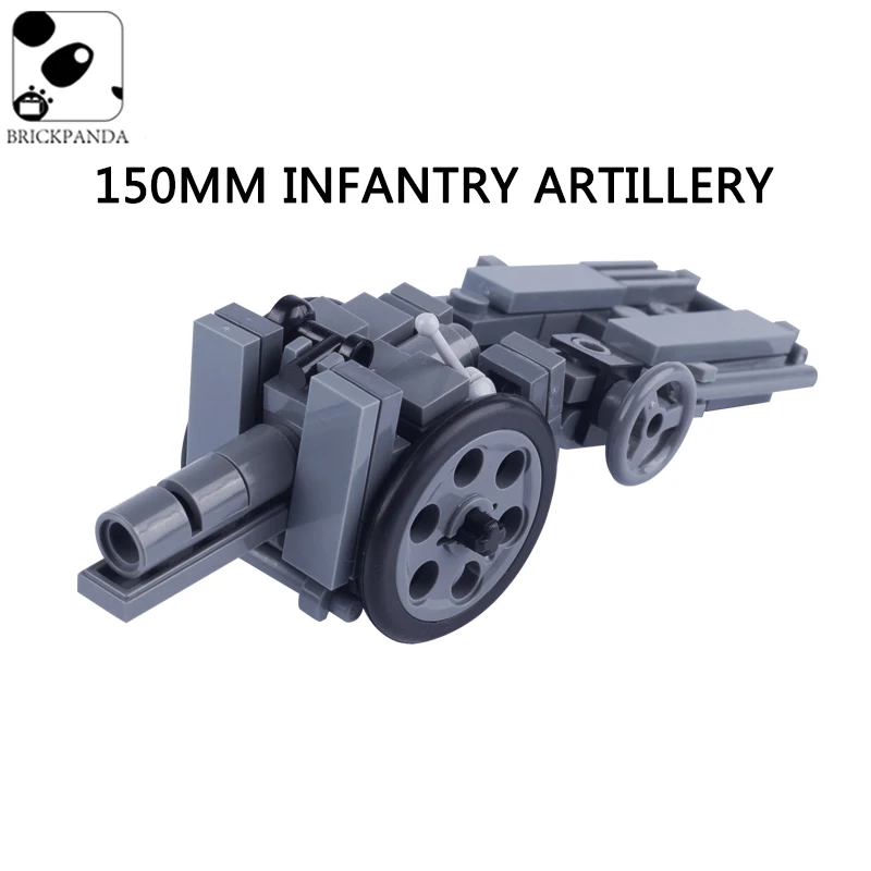 

MOC WW2 Military German Cannon Artillery Building Blocks Soldier Figures Accessories Weapons Army Parts Bricks Toys for Children