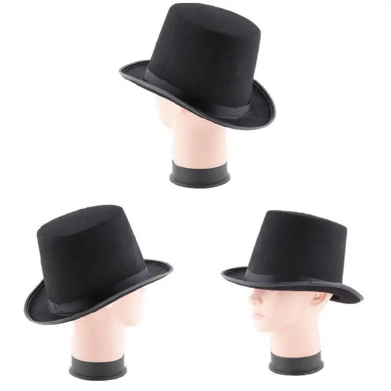 13 см/16 см высота панк черная шляпка на Хэллоуин реквизит фетровые шляпы