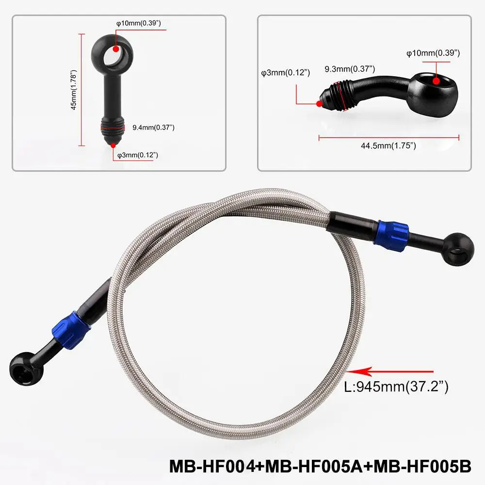TWISTER.CK 37.2'' Motorcycle Dirt Bike Braided Steel Hydraulic Reinforce Brake Line Clutch Oil Hose |