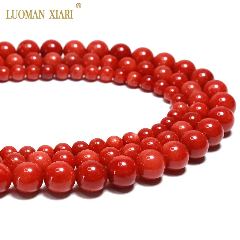 Оптовая Продажа AAA красный коралловый цвет камень круглый натуральный бусины для