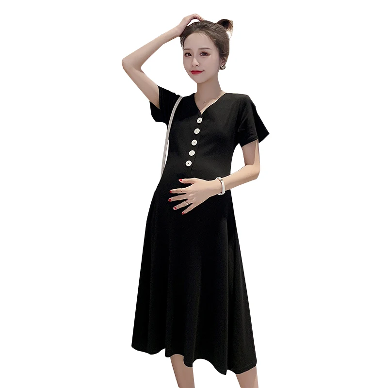 

5853# Summer Casual Cotton Maternity Nursing Dress A Line Slim Loose Clothes for Pregnant Women Pregnancy Drop Shipping