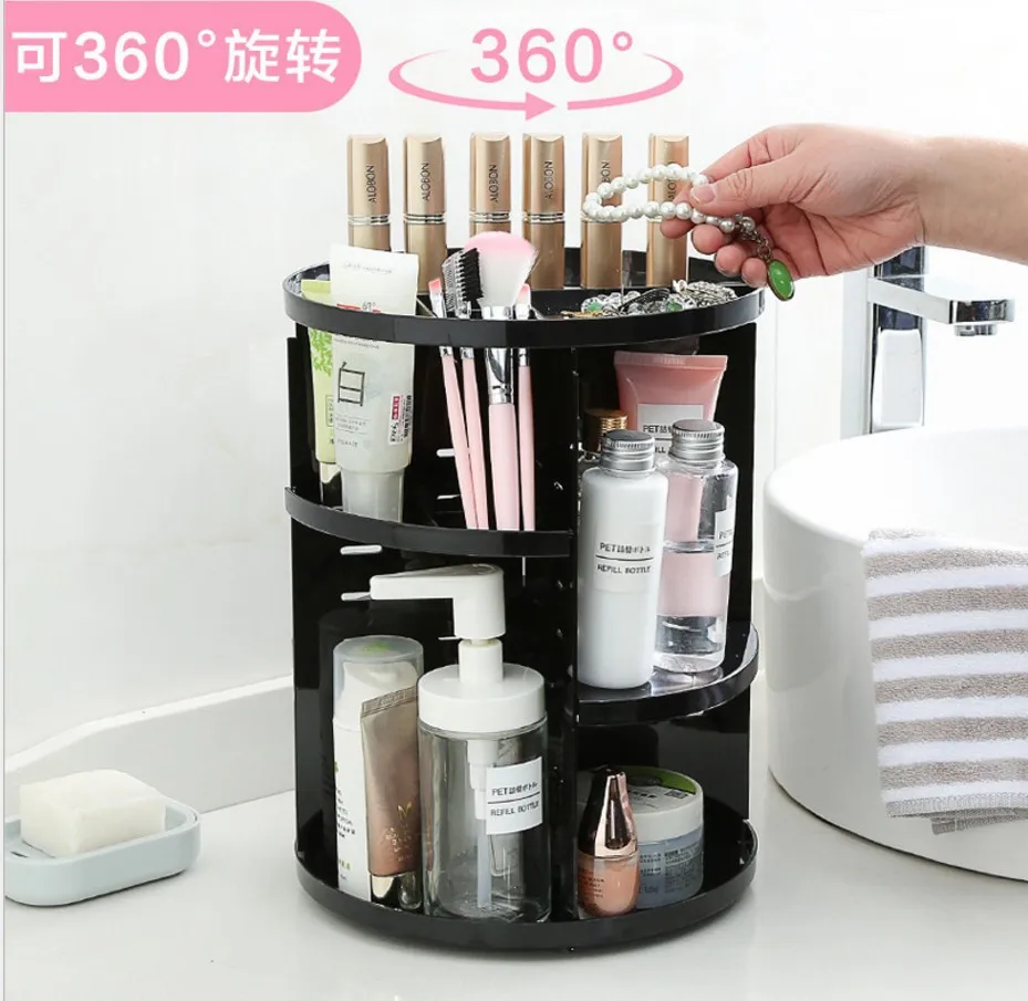 Коробка для хранения косметики 360 градусов спиннинг hua zhuang jia пластиковая