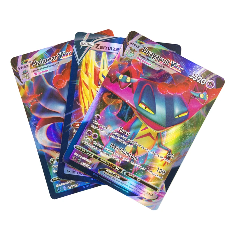 Tarjeta de Pokemon versi&oacute;n en ingl&eacute;s con 60 V MAX Tag Team 200 GX 20 ENERGY 20 MEGA 20 EX 10, juego brillante de cartas comerciales-1
