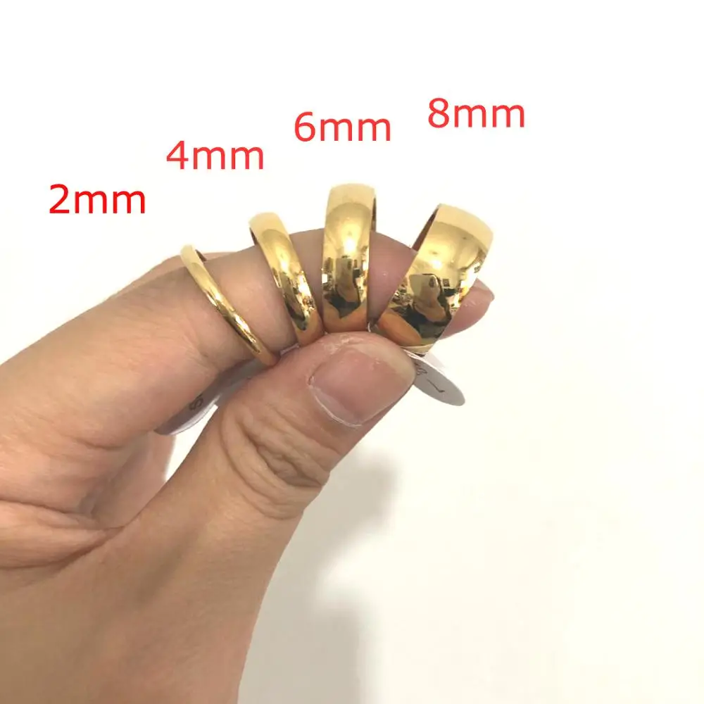 

2mm 4mm 6mm 8mm Gold Color Wedding Ring for Women Men Not Fade Jewelry Stainless Steel Engagement Ring Couple Anniversary Gift