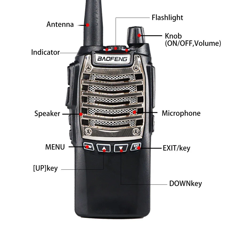 10 км Baofeng Walkie Talkie UV-8D 8 Вт 2800 мАч портативный CB радио Comunicador Hand Free 128 каналов двухстороннее радио с фонариком
