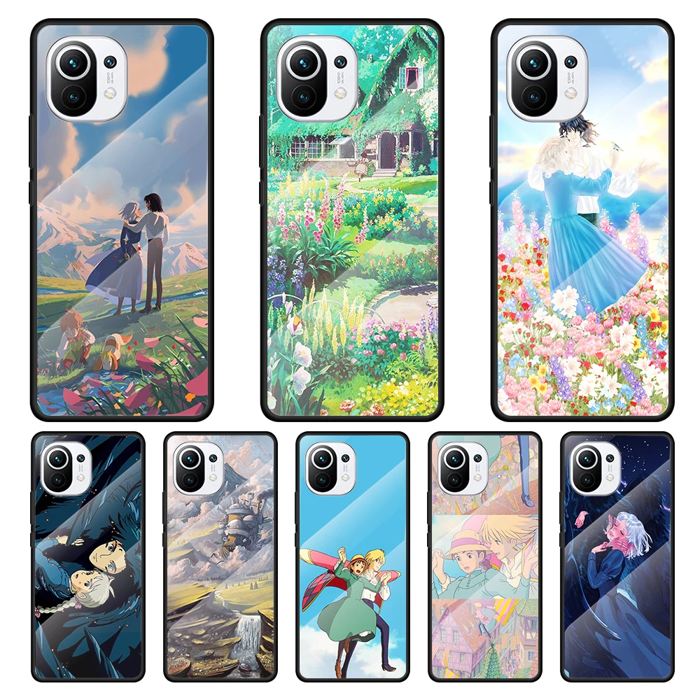 

Howl's Howls Moving Castle Tempered Glass Cover For Xiaomi MI 11 Ultra 11i 10T 9T Note 10 Lite CC9E CC9 Pro Phone Case Coque