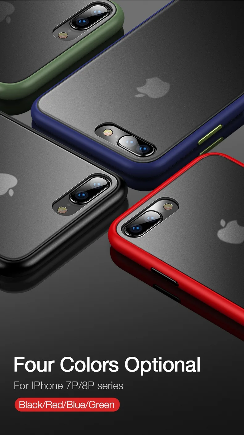 CAFELE чехол для телефона для iPhone 7, 8, 7 plus, 8 plus, PC, жесткая задняя крышка с силиконовым чехлом, чехол с мягкими краями, полупрозрачная задняя крышка для iPhone 7, 8 Plus