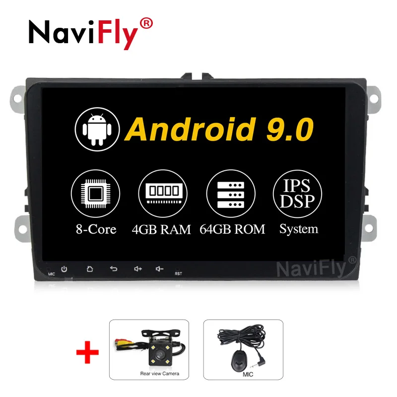 " Android 9,0 8Core ips DSP автомобильный Радио аудиоплеер для VW Polo Golf 5 6 passat b6 Tiguan; skoda роскошный rapid skoda rds gps - Цвет: 8Core Camera