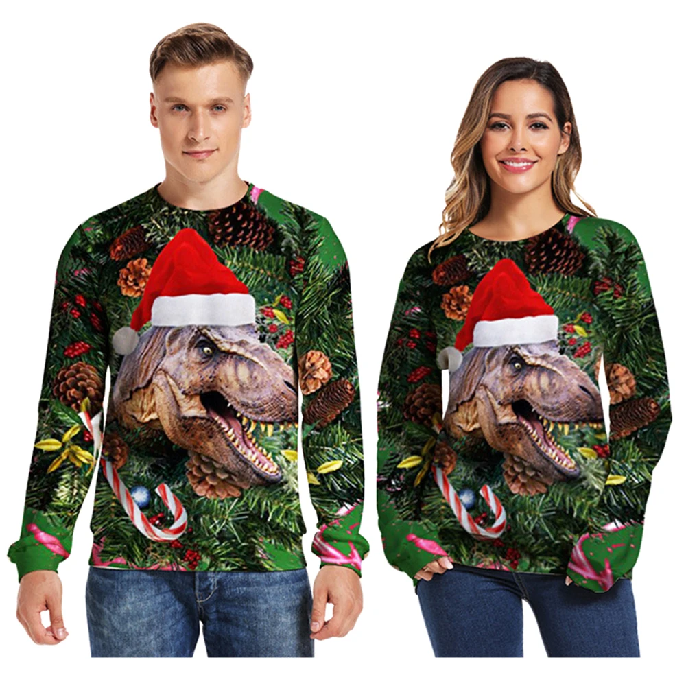 Унисекс женский мужской Рождественский свитер джемпер осенние Рубашки женские 3D