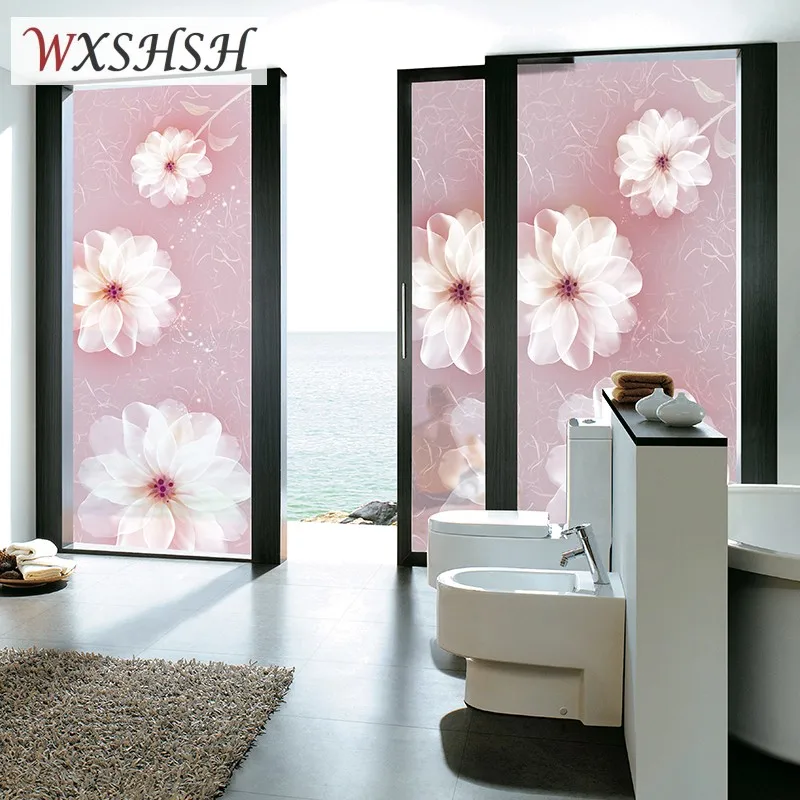 Оклеивание статической пленкой на окна с нанесением цветочного узора, украшающая, секретная, многоразовая пленка для стекла с возможностью заказа на меру для дома, офиса, магазина и рынка.