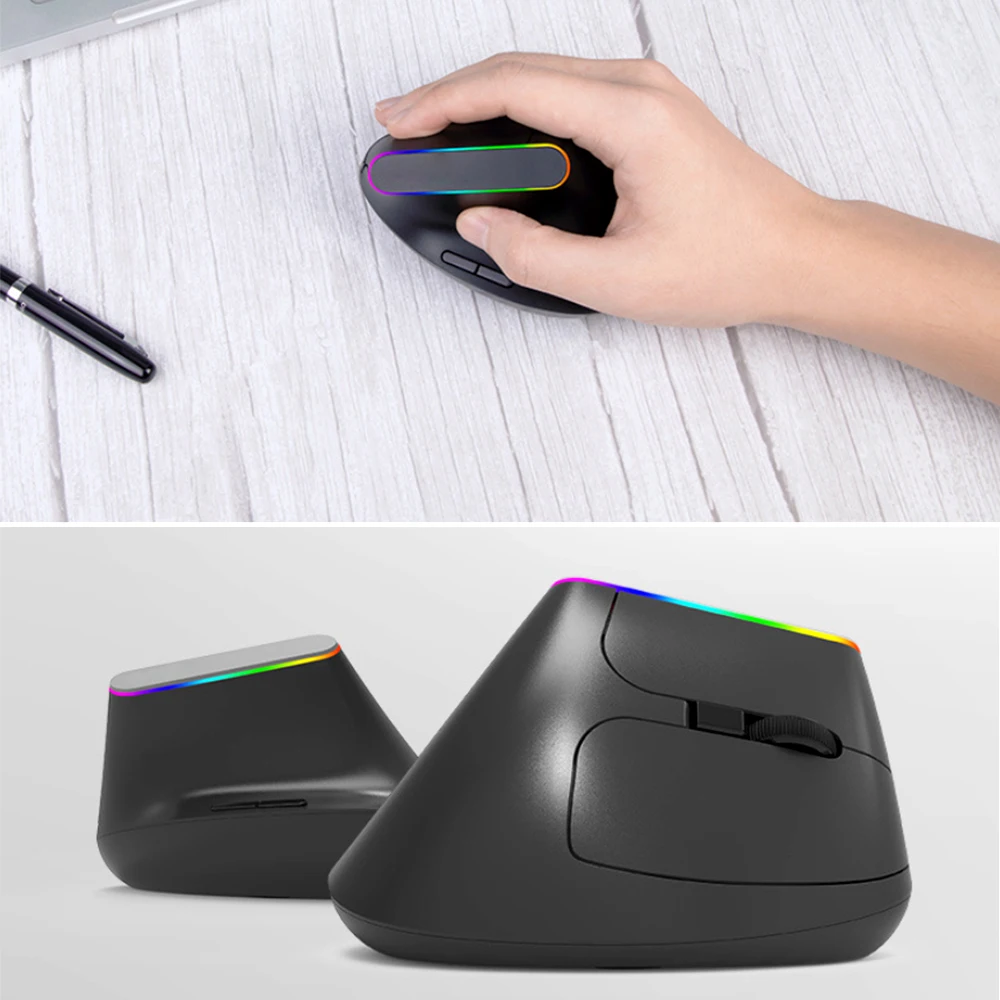 wireless mouse ergonomic vertical mouse 2 4ghz wifi 1600 dpi rgb light 57 degree for pc laptop computer optical mice gaming mice free global shipping