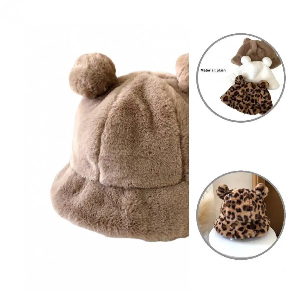 

Men Women Cute Thickened Leopard Bucket Hat Autumn Winter Bucket Hat Plush Fashion Accessories