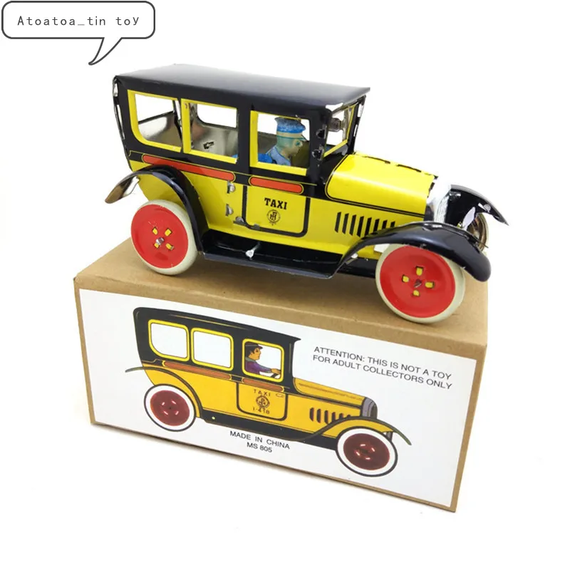 

Classic Taxi Tin Wind Up Clockwork Toys Kids Personality Model Wind-up Tin Toy For Children Adults Educational Collection Gift