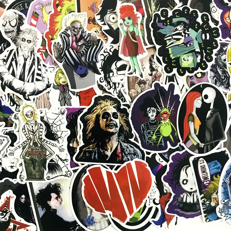61 шт. Tim Burton ножницы ручной клади Эдварда наклейка водонепроницаемые наклейки для сноуборда ноутбука багаж искусственная кожа для автостайлинга дома