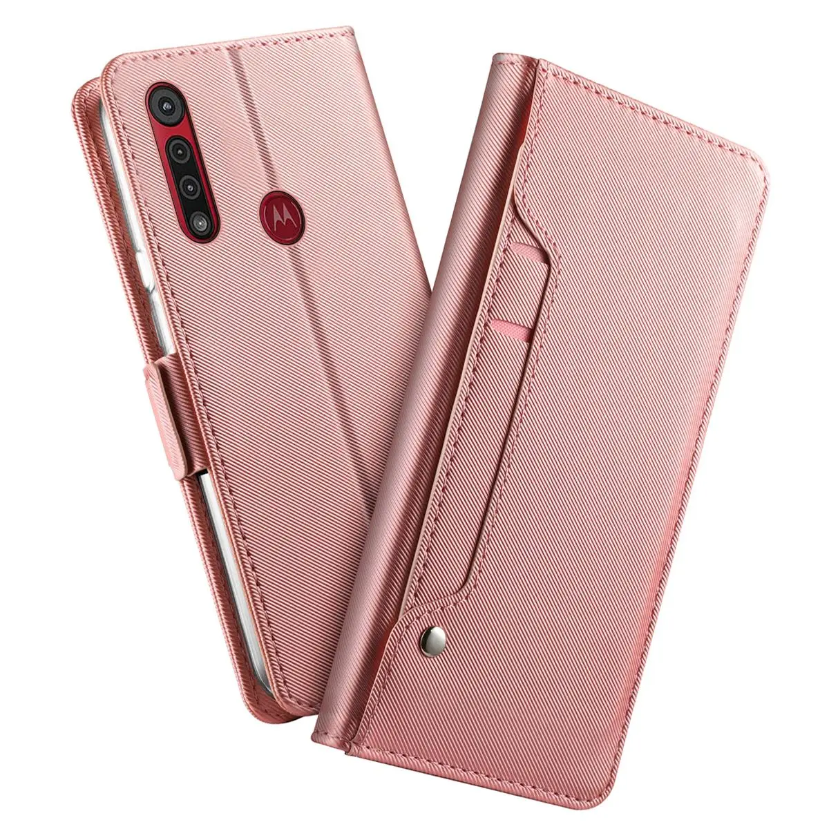 Кожаный чехол бумажник для Motorola Moto G8 Play Plus подставка с зеркальными слотами карт E6