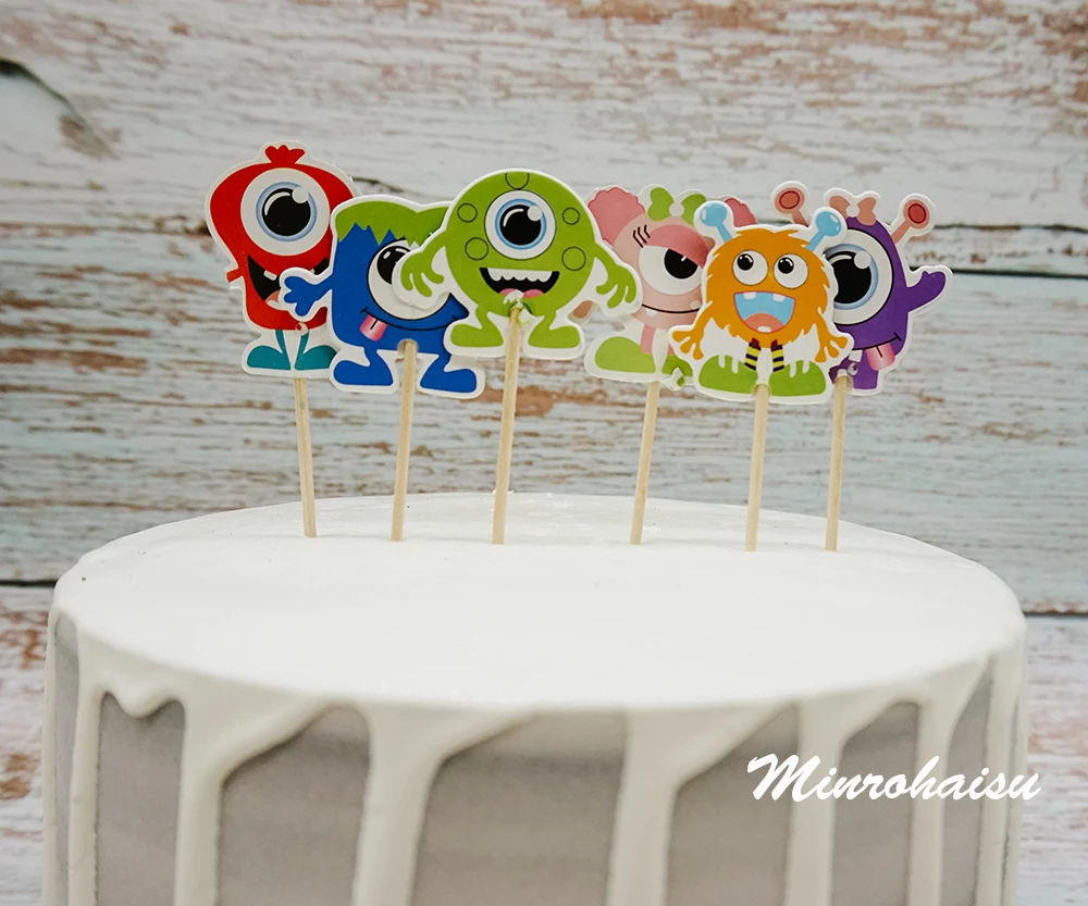 24 шт./компл. милые животные Монстры кекс Decorations для украшения торта День рождения