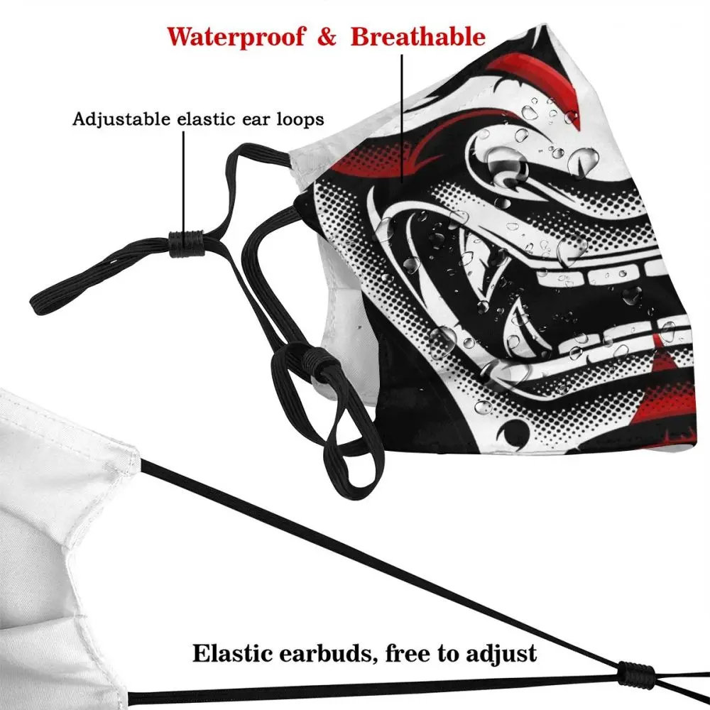 White & Red Okami Kitsune Kabuki Japanese Oni Demon Fashion Mascarilla Samurai Reusable Mouth Mask With Filters | Аксессуары для