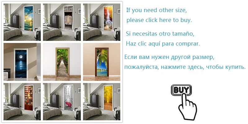 77x200 см 3D красивые пейзажные наклейки на дверь для гостиной, спальни, ПВХ клейкие обои, домашний декор, водостойкая Наклейка на стену