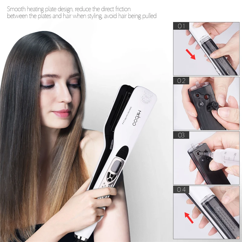 

Steampod Professional Hair Straightener Steam Flat Iron Straightener Floating heating plate Vapor Spray Straightening Brush 31