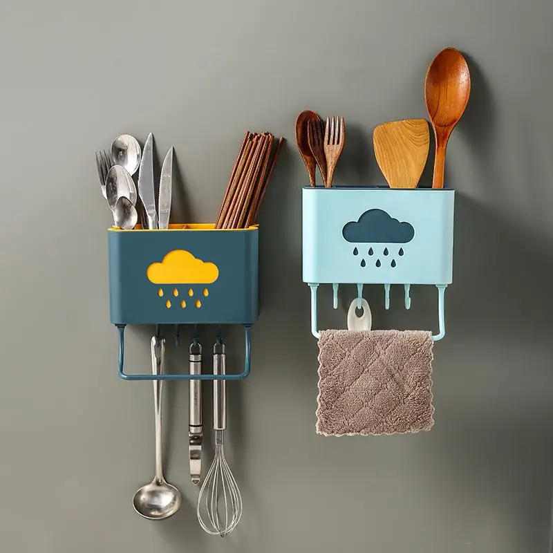 

Double-layer plastic chopstick cage Wall-mounted chopstick cage Multifunctional drain chopstick rest Kitchen chopstick holder