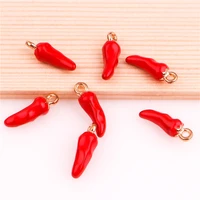 10pcs 175mm alloy enamel drop oil red chilli vegetable home golden pendant findings charms for diy necklace accessories making
