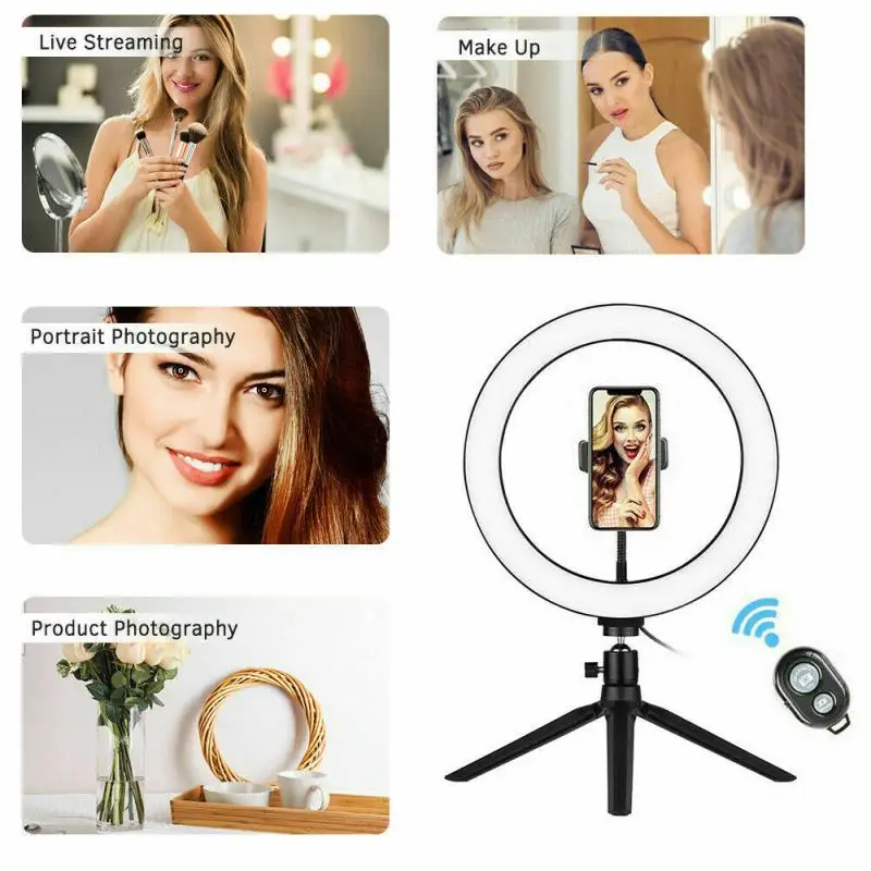 

10 дюймов/26 см светодиодный кольцевой светильник Live заполнить светильник с дистанционным управлением по Bluetooth Управление селфи заполняющий ...