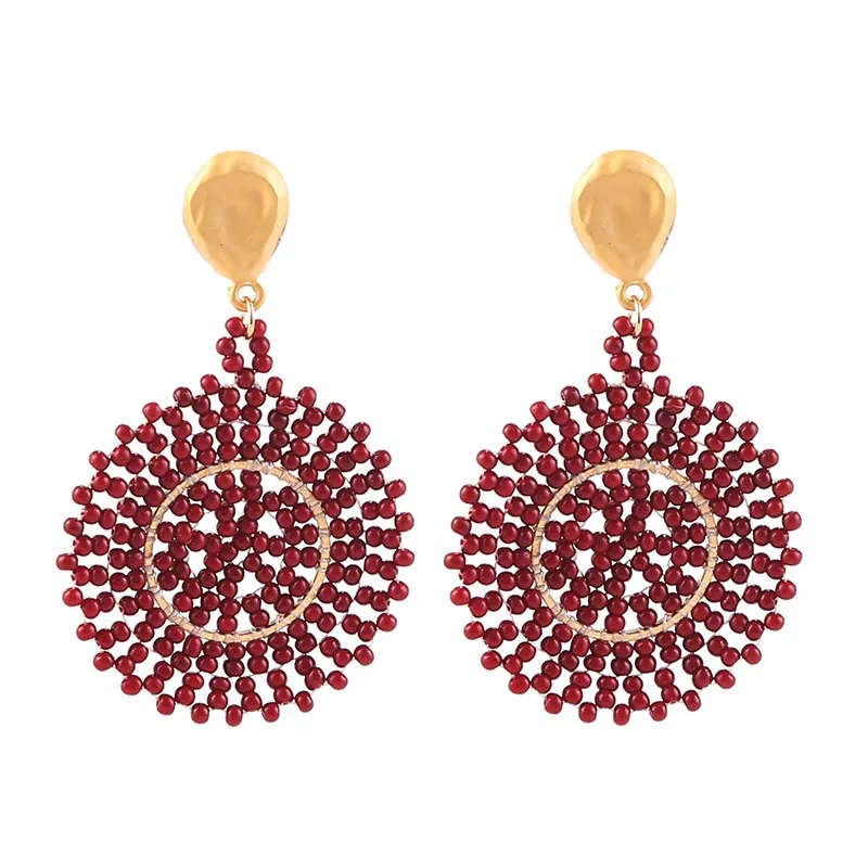 Богемные серьги ручной работы из бисера и смолы милые геометрические круглые