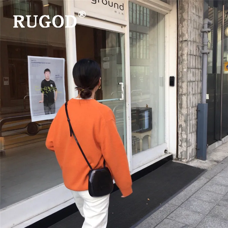 Женский шерстяной свитер RUGOD простой пуловер карамельных цветов с v-образным