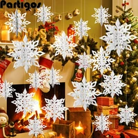 6pcsset winter christmas hanging snowflake decorations 3d hollow paper snowflake for christmas winter wonderland decorations