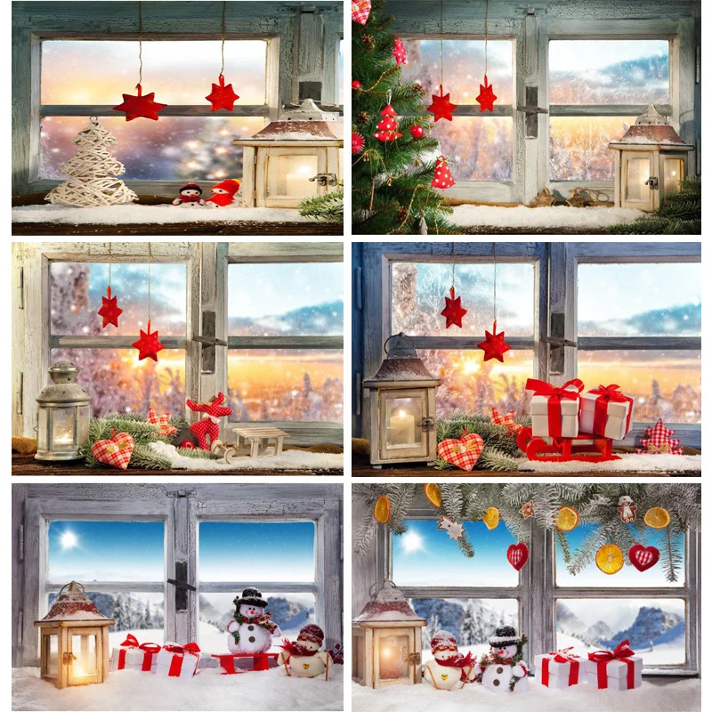 

SHENGYONGBAO Vinyl Custom Christmas day Photography Backdrops Christmas gift Windows theme Photo Studio Background 20924XTW-05